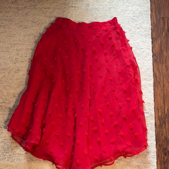 Anthropologie Marlowe M Red Ruffled Eyelash  Midi Skirt Design Style Keepers - Picture 2 of 6